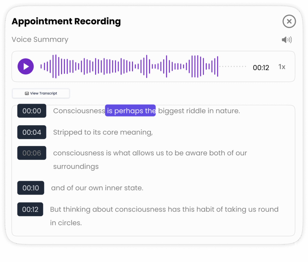 AI voice transcription feature for dental professionals