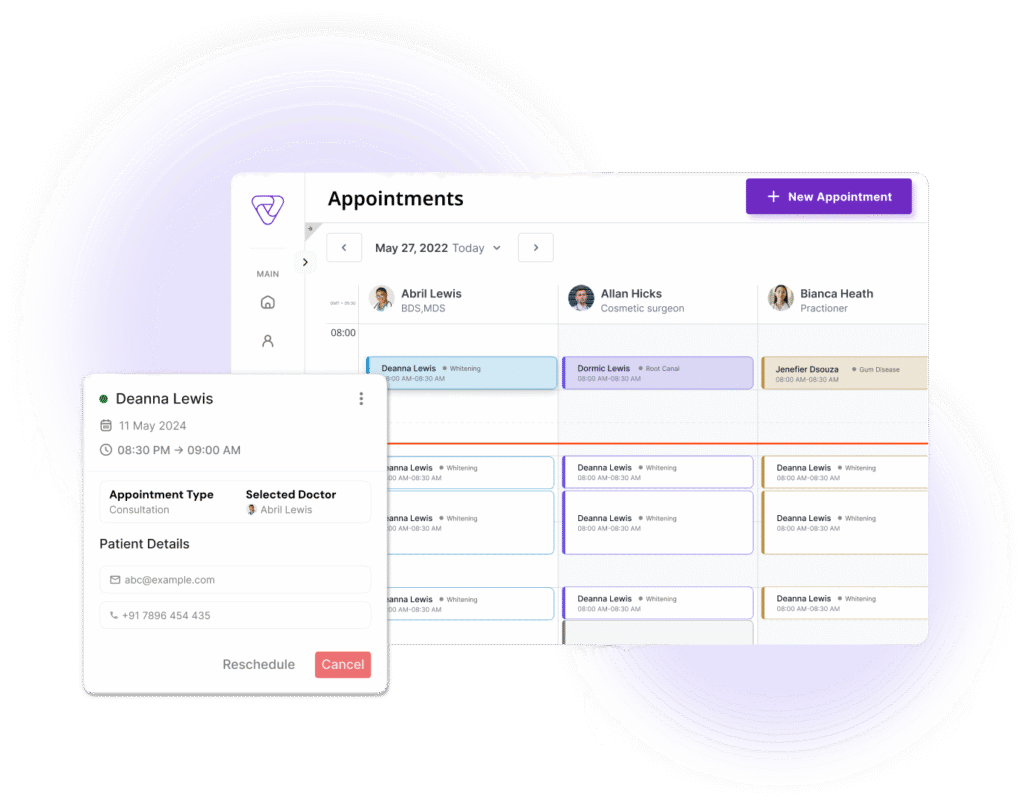 AI dental appointment scheduling dashboard showing automated booking system