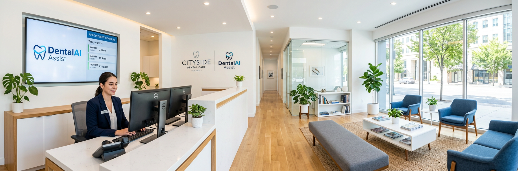 Dental office schedule showing filled appointments with automated confirmation system - no-show prevention guide